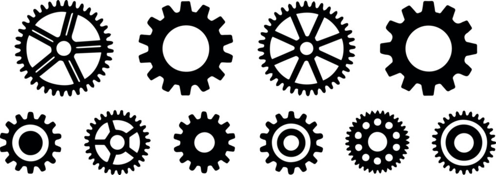 Gear Icon Set for Mechanical and Industrial Themes
