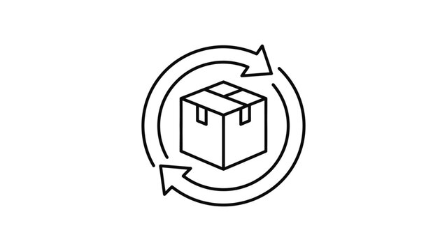 Icon representing logistics package return or exchange process.
