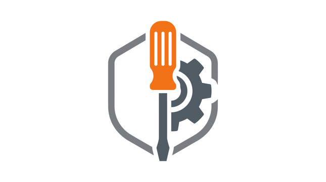 Screwdriver gear and shield technical service icon