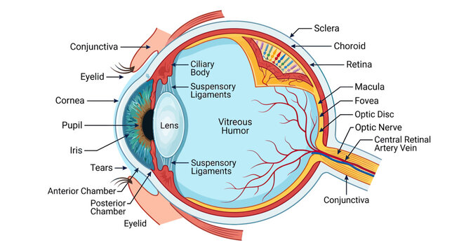 Detailed Anatomy of the Human Eye Diagram - Medical Illustration