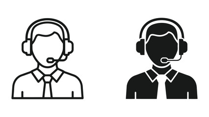 Fototapeta premium Customer Service Representative Icons Set Featuring Headset Operators in Minimalist Style