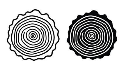 Tree ring cross section icons showing wood grain texture in a minimalist flat style © fahad