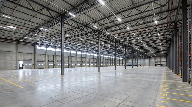 Empty warehouse in logistic center, Warehouse for storage and distribution centers.