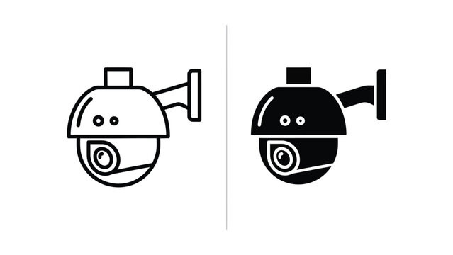 Security Camera Icons Line Art Vector Surveillance System Illustration