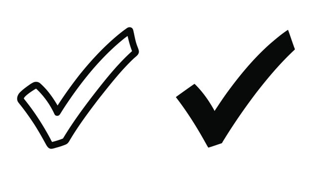 Double Check Marks Approval Verification Symbols Line Art Vector Illustration