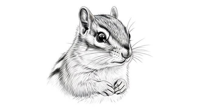 Detailed Sketch of a Curious Chipmunk