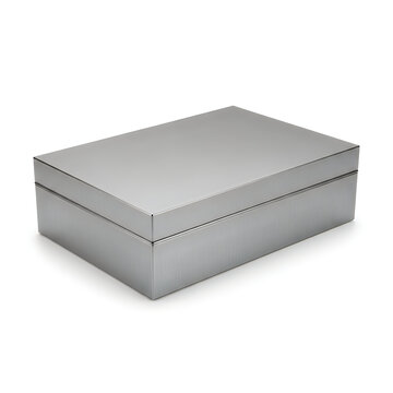 Gray 3D rectangular box with lid isolated on plain background isolated on white background