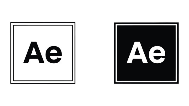 Minimalist Adobe After Effects Logo Icon Vector Illustration in Square Frames