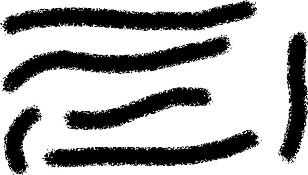 Set of black textured brush strokes and lines