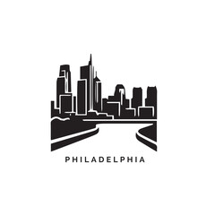 Obraz premium Philadelphia City Skyline Silhouette Vector