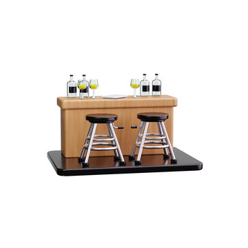 Mini Bar & Drinks 3d render icons