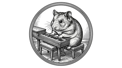 Hamster Playing Piano Keyboard Instrument. © Ratna