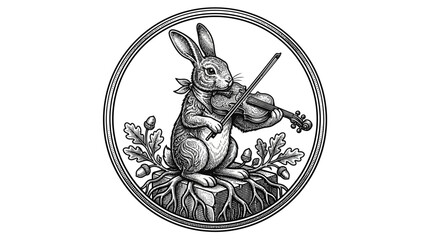 Rabbit Playing Violin in Circle. © Ratna