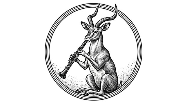 A gazelle playing a musical instrument.
