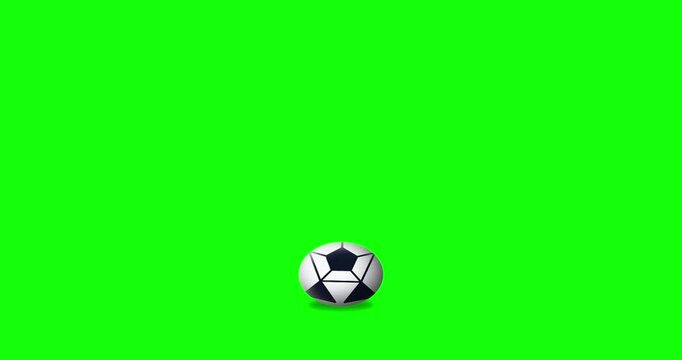 Green screen animation of a moving football bouncing up and down with shadow effect