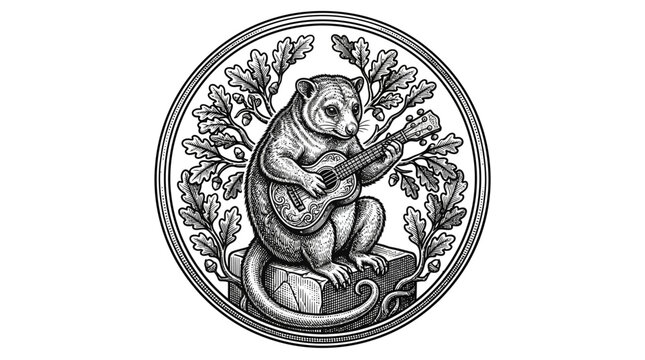 Monkey sitting on a tree stump.