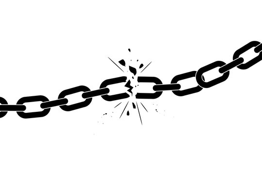 Broken chain silhouette on white background high resolution picture