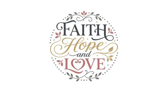 Inspirational Faith Hope Love Elegant Typography and Calligraphic Script Design