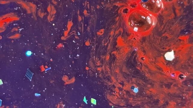 Abstract fluid patterns with glitter