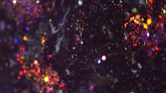 Glitter particles close up