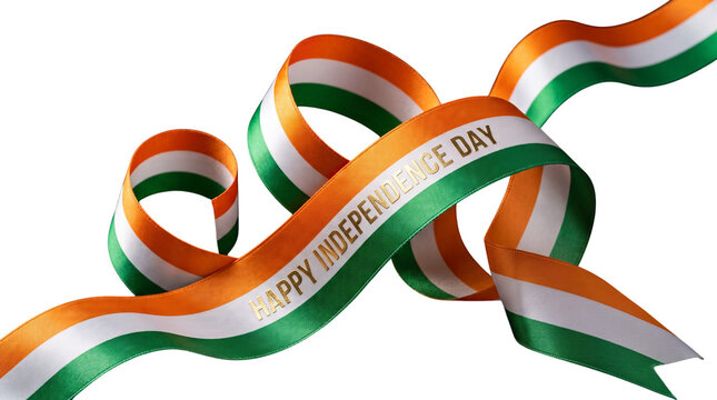 Happy independence day india ribbon isolated on transparent background