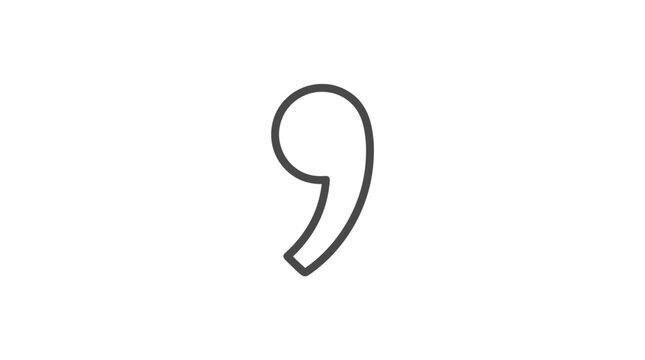 Single comma symbol, punctuation mark, typographic element, graphic design, simple, clean, isolated on white background