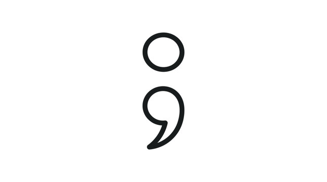 Semicolon Symbol Outline, Punctuation Mark, Minimalist Graphic Design
