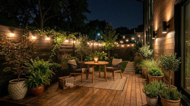 Stylish Ash Grey Composite Decking with Dual Level Deck Lights - Perfect in two levels