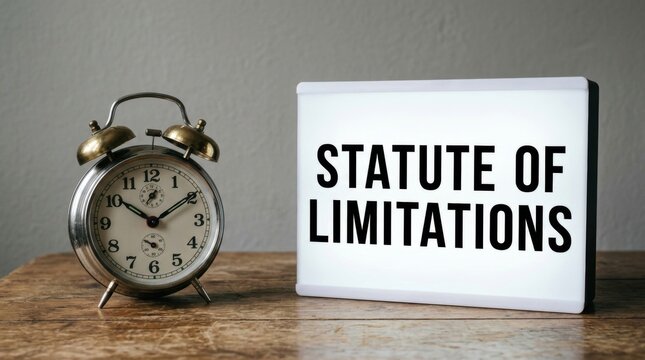 Time Constraints and Legal Deadlines: Concept Alarm Clock Lightbox Sign Illustrating Statute of Limitations Concept: