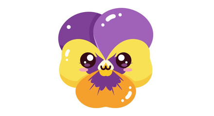 Obraz premium Cute kawaii pansy flower character illustration on white background