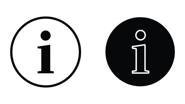 Information Icon Set Featuring Circular Symbols in Minimalist Black and White Vector Style