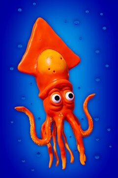 Octopus Cartoon illustration. marine animal isolated. Animal cartoon collection. Octopus Cartoon character