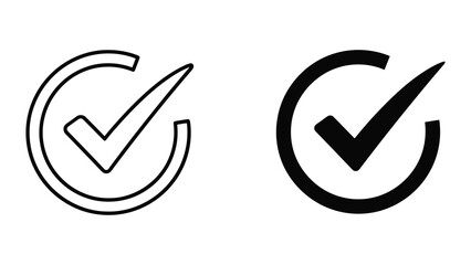 Checkmark Icons Set Featuring Outline and Solid Styles for Minimalist User Interface Design © SHAHJAHAN 