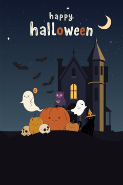 Happy Halloween celebration vertical poster have blank space.
