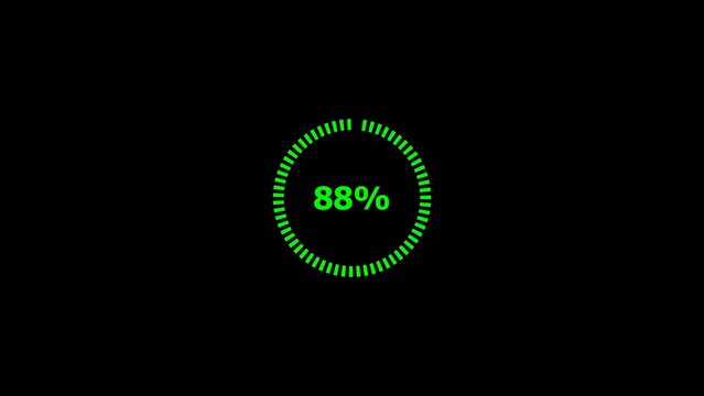 Green percentage meter on black background showing eighty eight percent neon