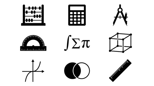 Mathematical and engineering tools icons.