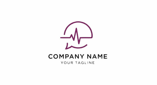 Medical logo template with heartbeat line.
