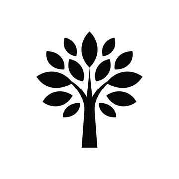 Tree icon isolated black on white background. Vector Illustration.
