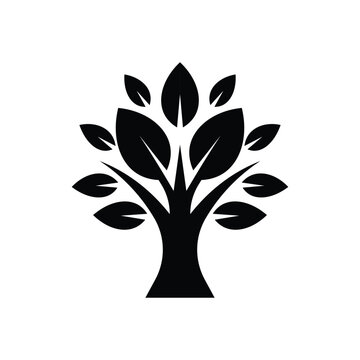 Tree icon isolated black on white background. Vector Illustration.
