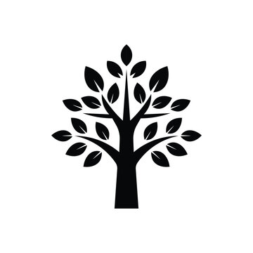 Tree icon isolated black on white background. Vector Illustration.