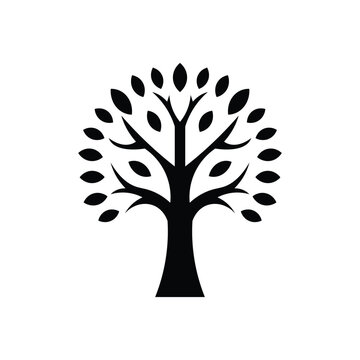 Tree icon isolated black on white background. Vector Illustration.