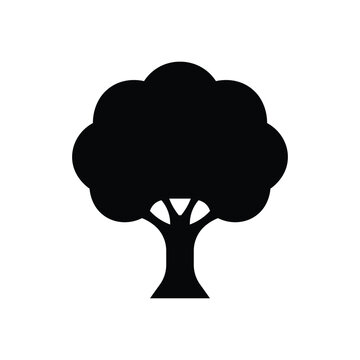 Tree icon isolated black on white background. Vector Illustration.