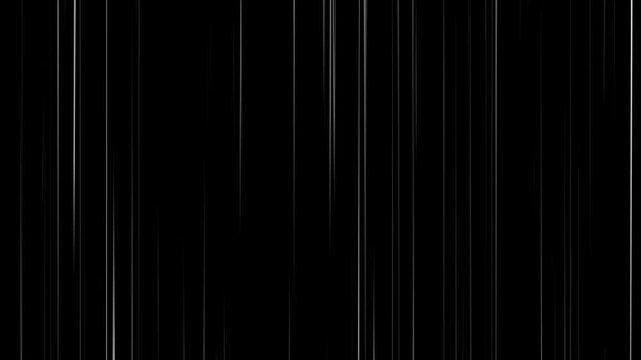 White speed lines isolated on a black background. Anime comic book Action speed lines animation effects.Super light speed exposure light lines,Anime speed line background animation on black.