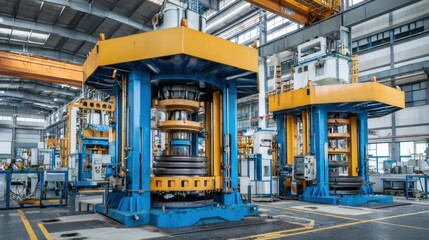 Fototapeta premium Industrial Machinery in a Modern Factory Highlighting Advanced Manufacturing Technology and Equipment Efficiency