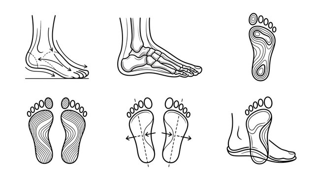Human Foot Anatomy and Biomechanics - Line Art Illustrations