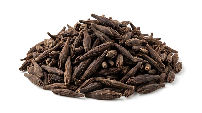 Pile of Premium Dried Magnolia Flower Buds Xin Yi Hua for Traditional Chinese Medicine on White Background