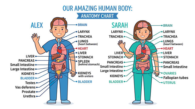 Human Body Anatomy Chart for Kids: Alex and Sarah