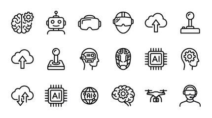 Fototapeta premium Artificial intelligence and futuristic technology icons.