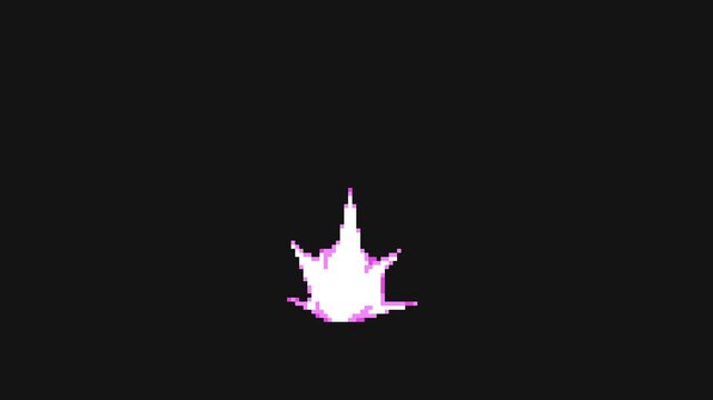 pink thunder magic effect loop animation in pixel art style with black screen background