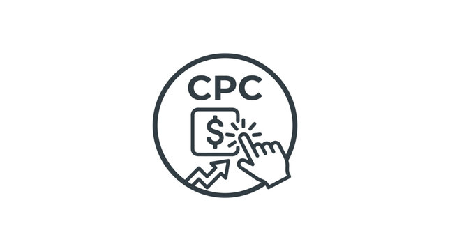 CPC icon: Click cost per click, advertising, online marketing, finance, cost, digital strategy